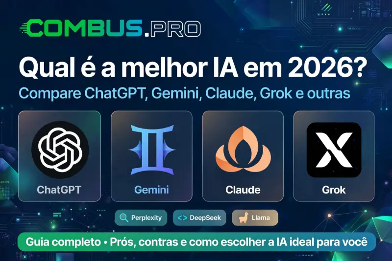 Qual é a melhor IA em 2026? Compare ChatGPT, Gemini, Claude, Grok e outras